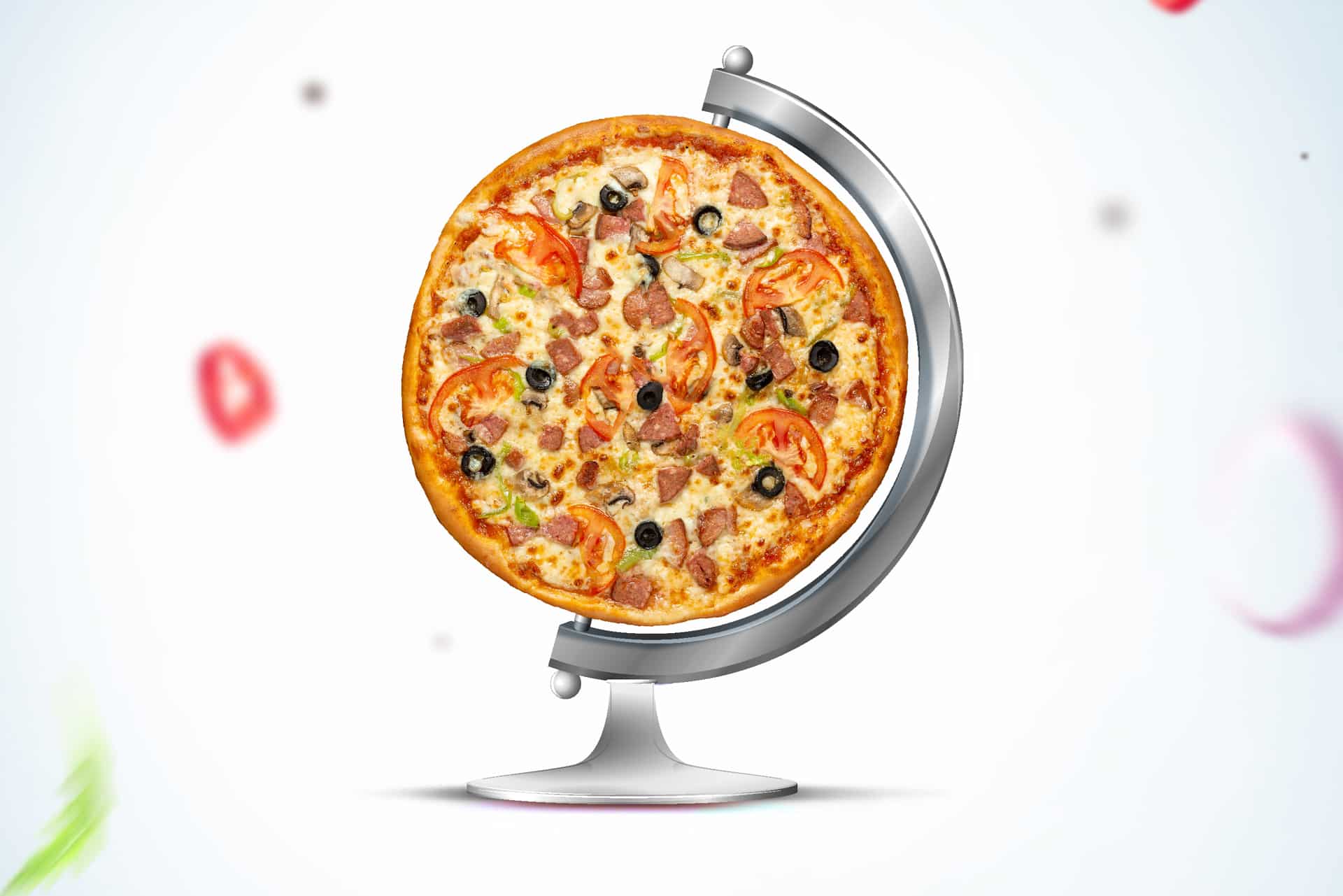 Pizza on a globe